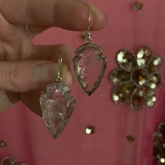 Jewelry - 925s Angel Aura Quartz Arrowhead Earrings & Snake Ring